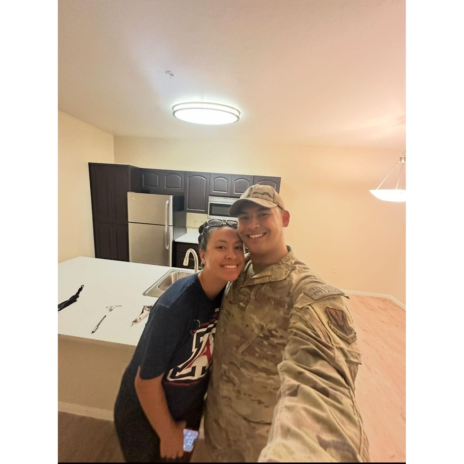 When we got the keys to our first place together. We had both just finished at school and at work and were excited to walk through our first of many homes together.