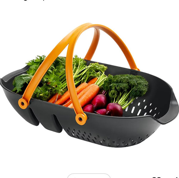 Fiskars Garden Harvest Basket - Container for Gardening and Harvesting with Tool Caddy - Harvesting Basket Doubles as a Colander for Vegetables and Fruits - Garden Accessories