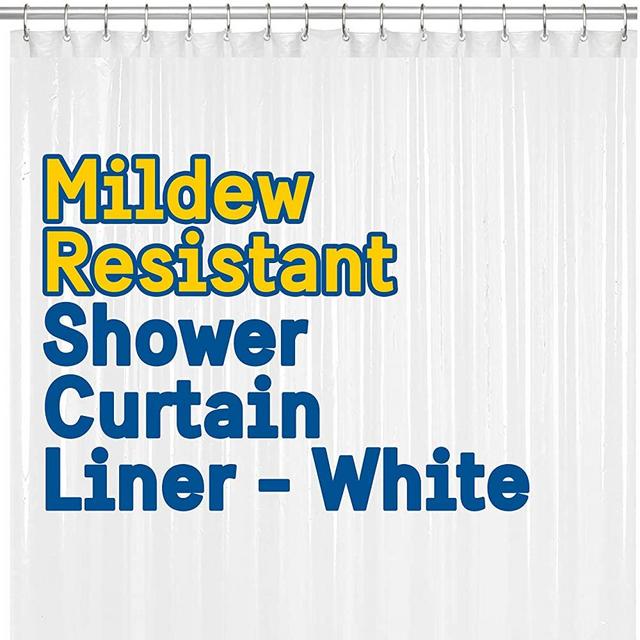 BigFoot Shower Curtain Liner – 72 x 72 PEVA Heavy Duty Shower Curtain with Rustproof Metal Grommet and 3 Magnetic Weights – Odor Free and Compatible with Standard Showers, White