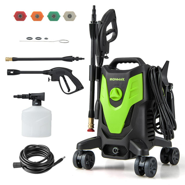 Ironmax 2400 PSI High Pressure Cleaner Machine Electric Pressure Washer with 4 Wheels Green