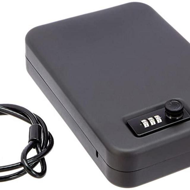 Amazon Basics Portable Security Case Lock Box Safe, Combination Lock, Large