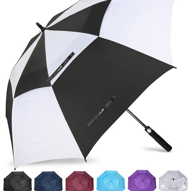 ZOMAKE Automatic Open Extra Large Golf Umbrella 51/54/62/68/72 Inch, Double Canopy Vented Windproof Oversize Stick Umbrellas for Rain