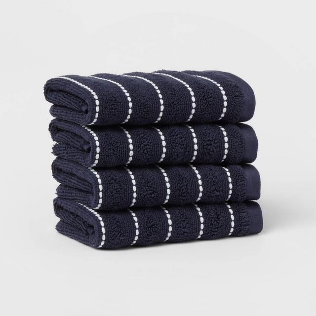Performance Plus Washcloths Navy Striped - Threshold™