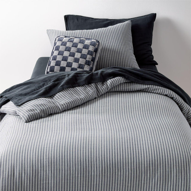 Supersoft Deep Indigo Striped Gauze Kids Full/Queen Duvet