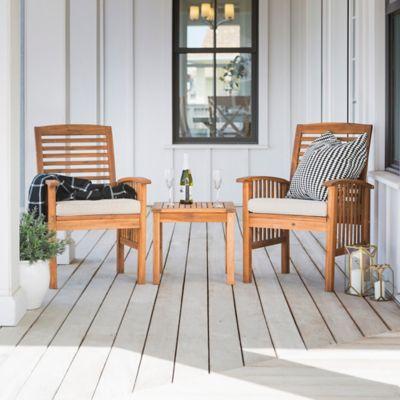 Forest Gate Arvada 3-Piece Acacia Wood Outdoor Chat Set in Brown
