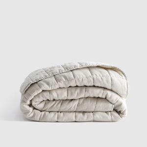 European Linen Box Quilt in "Sand," Size: Queen