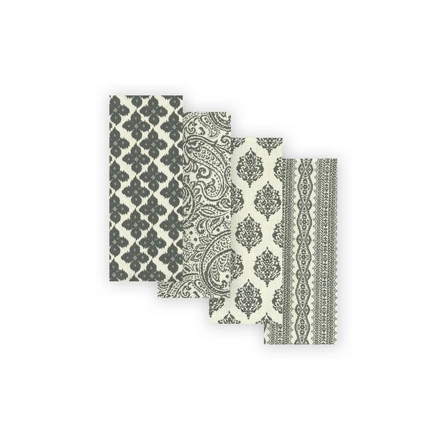 Everyday Casual Prints Assorted Cotton Fabric Kitchen Towels, Set of 4 - 17" x 28" - Gray - Elrene Home Fashions