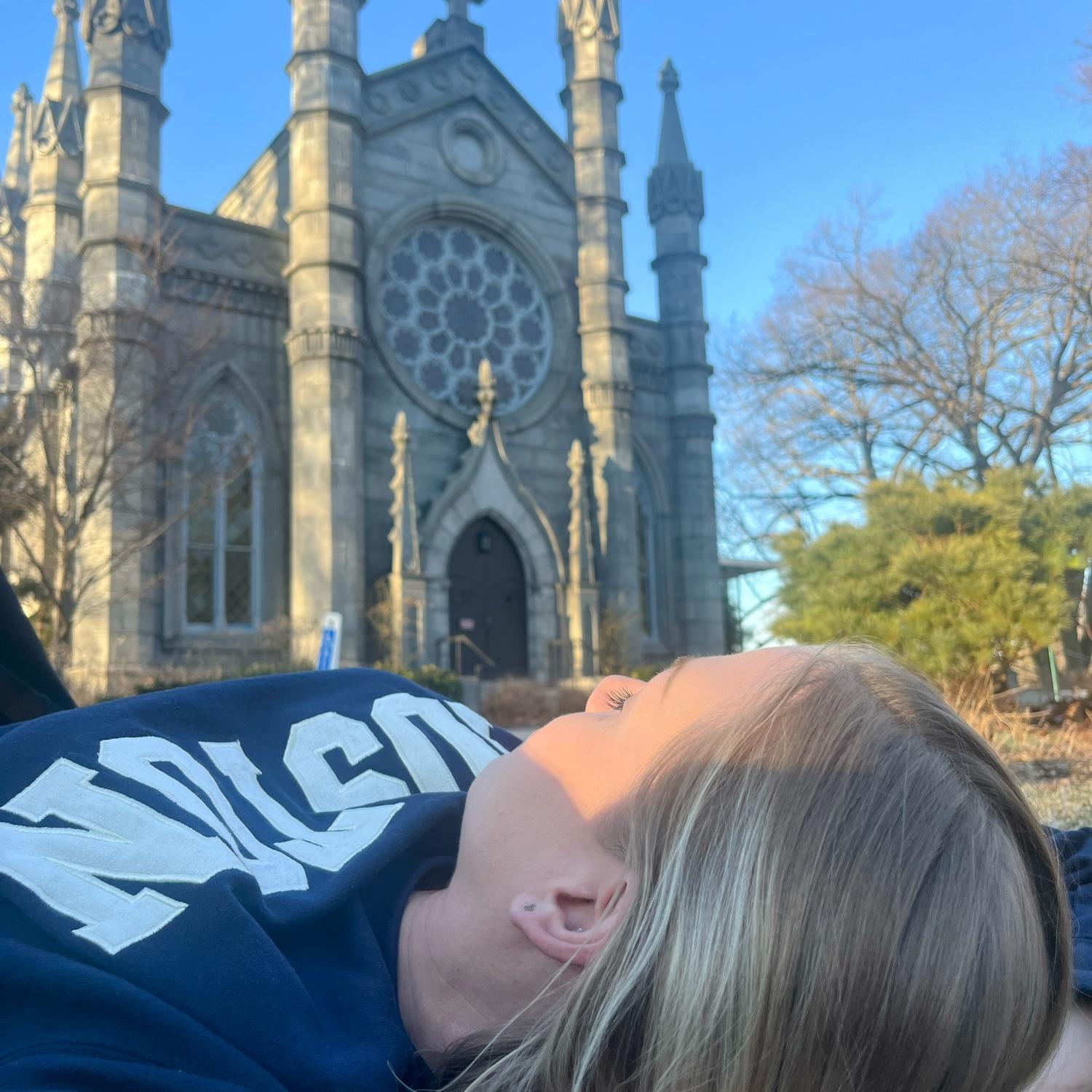 Day dreaming about our wedding outside the Bigelow chapel