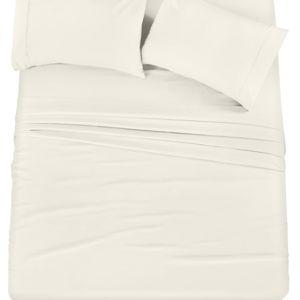 Utopia Bedding Queen Sheet Set – 4 Piece Bed Sheets for Queen Size Bed, Soft and Breathable Microfiber, Includes 1 Fitted Sheet, 1 Flat Sheet and 2 Pillowcases (Ivory)