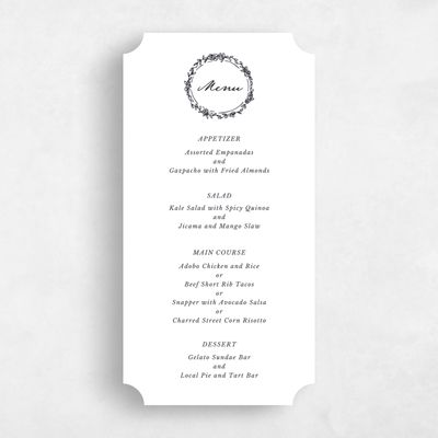 White Ticket Wedding Menu - Violet