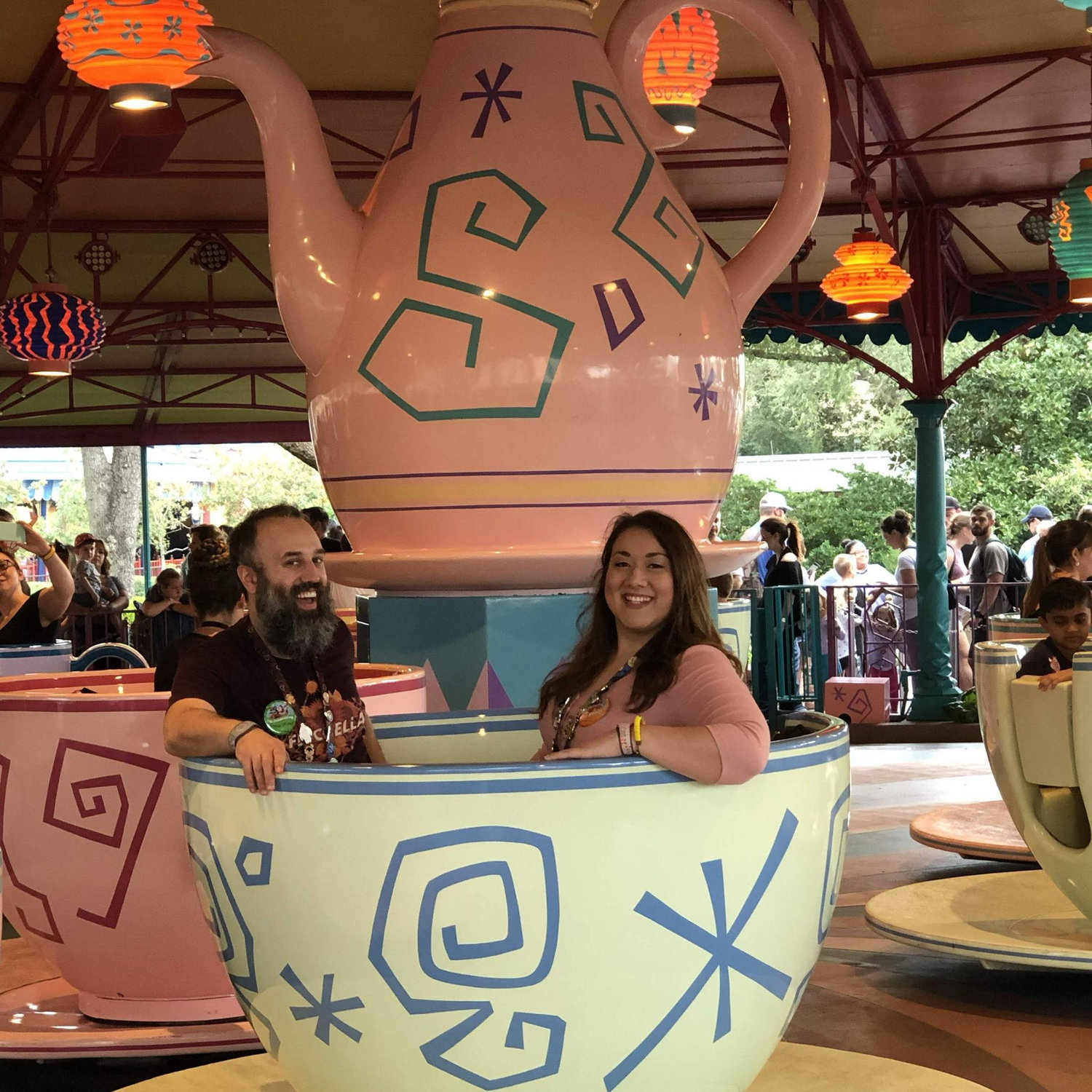 Getting ready to spin in the teacups at DisneyWorld in 2020