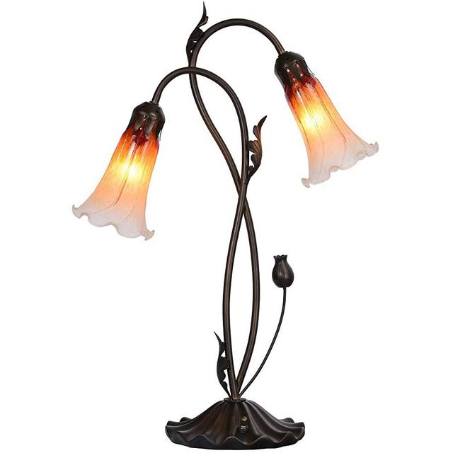 Bieye Lily Flowers Blown Glass Accent Table Lamp Night Light with 4 Inch Wide Glass Shade for Bedside Living Room Bedroom L10698