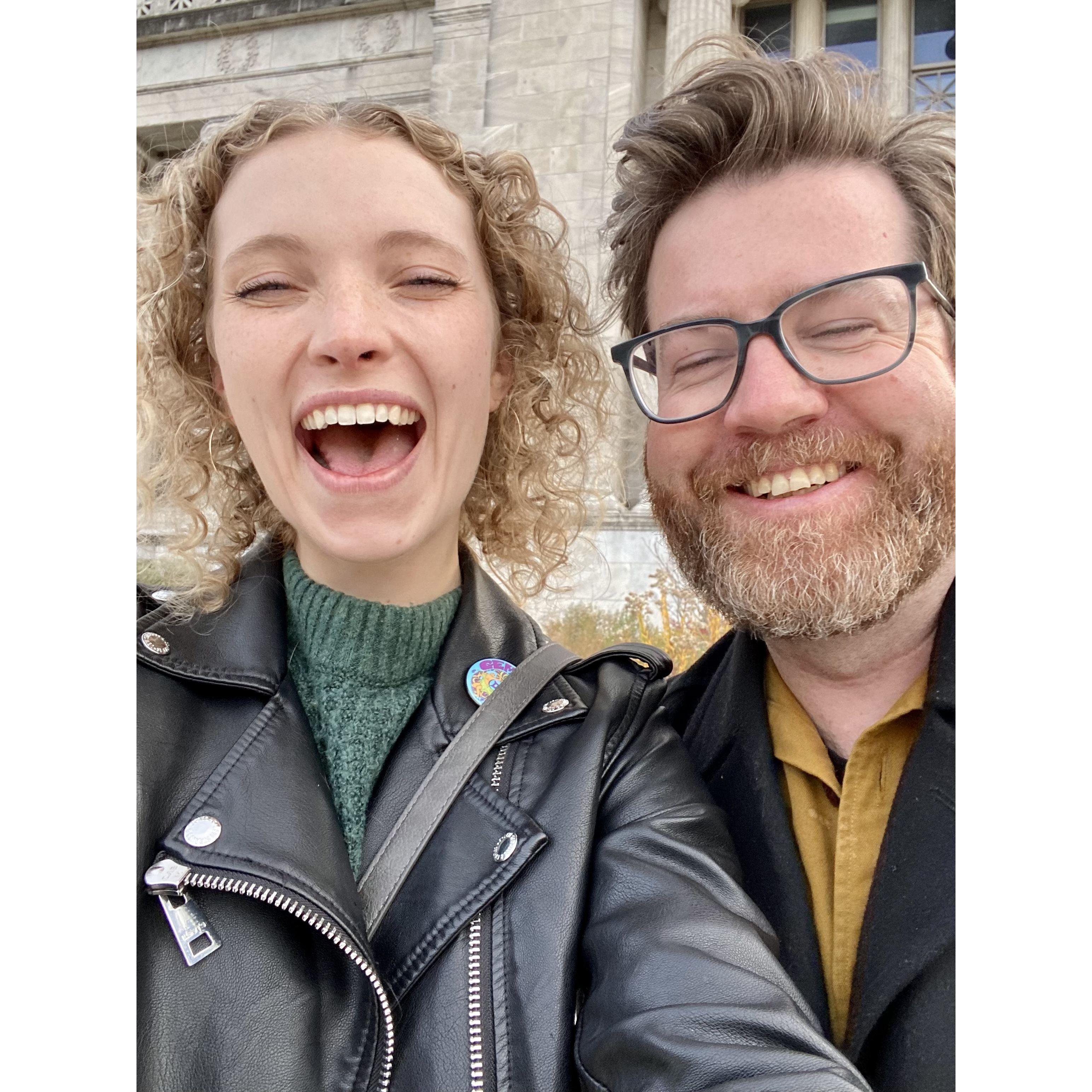 Outside the Field Museum in Chicago