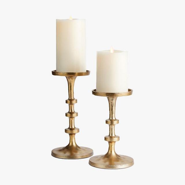 Fia Pillar Candleholders, Set Of 2, Brass