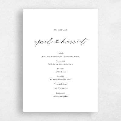 White Wedding Program - Beaulieu