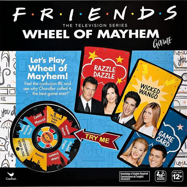 Friends TV Show, Wheel of Mayhem Game, for Adults and Kids Ages 12 and up