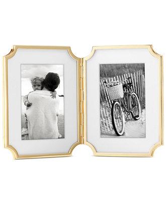 kate spade new york Sullivan Street Collection 4" x 6" Gold-Plated Hinged Double Frame