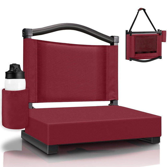 HABUTWAY Stadium Seats with Back Support and Thick Cushion Bleacher Seats with Backs and Cushion Wide, Stadium Chairs Include Shoulder Strap and Pocket, Perfect for Sports Events