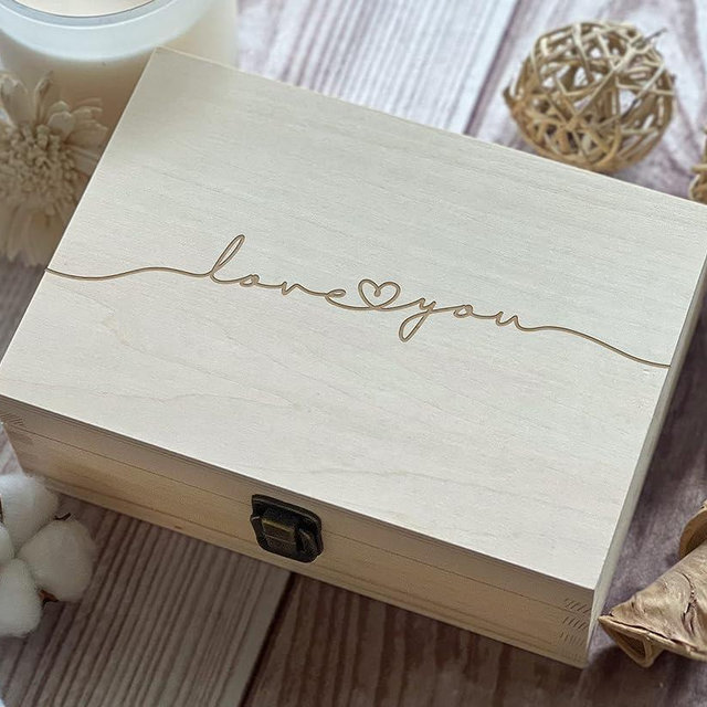 Love You Memory Wooden Anniversary Gifts Wood Engraving Wedding decor Mother of the Bride gift for Her 8.5 in x 6 in x 3 in (Size 1 Natural)