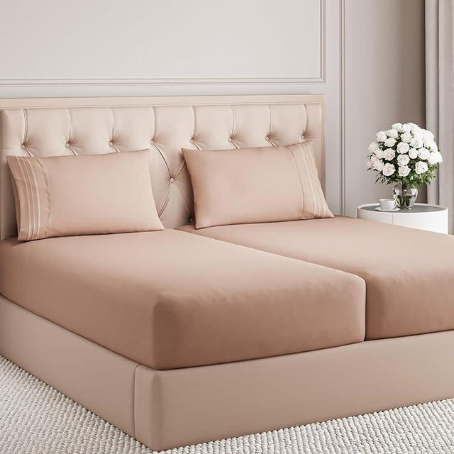 Split King Size 5 Piece Sheet Set - Comfy Breathable & Cooling Bed Sheets Set - Hotel Luxury Bedding for Women, Men, Kids, Teens, Boys & Girls - Deep Pockets, Soft and Wrinkle Free - Oeko-Tex - Mauve