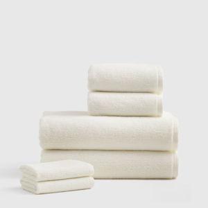 Ivory Turkish Ribbed Quick Dry Bath Towel Bundle