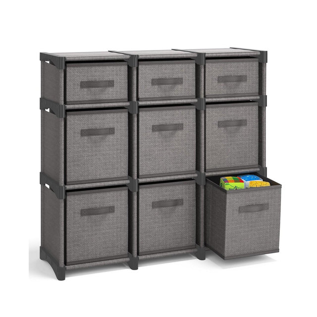 Nestl Heavy Duty 9 Cube Storage Organizer with Fabric Storage Bins