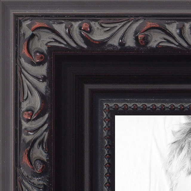 ArtToFrames 8x10 inch Black with Beads Wood Picture Frame, WOMD10188-8x10
