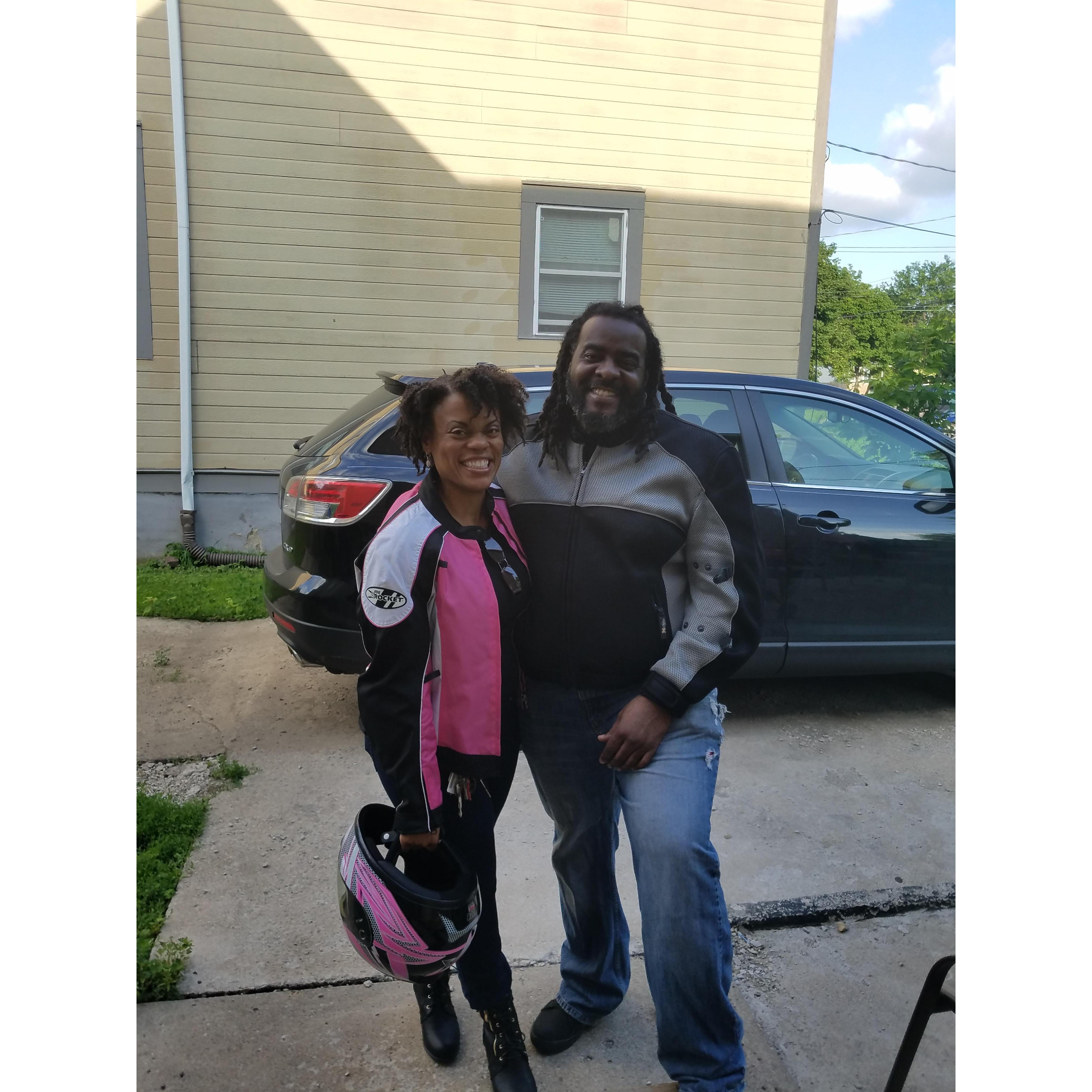 We were getting ready to go on a motorcycle ride adventure!
