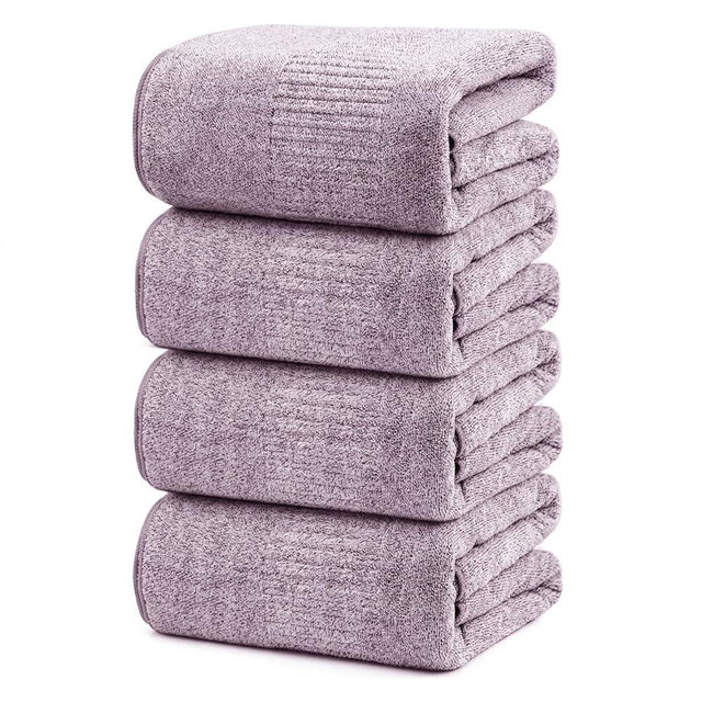 Bath Towels 4 Pack Large Bathroom Bamboo Viscose Towels 35” x 63” Plush Soft Bath Towel for Shower Extra Absorbent Jumbo Bath Sheet - Multipurpose Use as Sports, Travel, Fitness, Yoga (Purple)