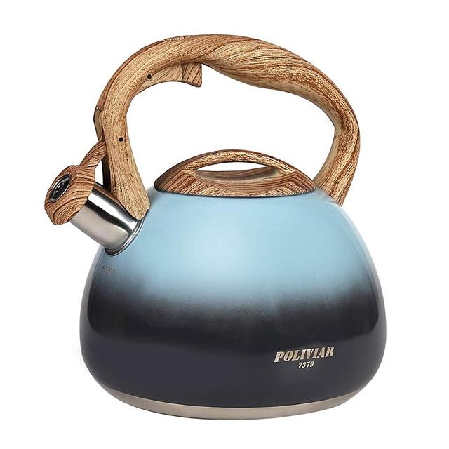 POLIVIAR Tea Kettle, Seabed Blue Teapot Stovetop 2.7 Quart, Loud Whistling Tea and Coffee Kettle, Food Grade Stainless Steel and Anti-Hot Handle, Suitable for All Heat Sources (JX2018-LB20)