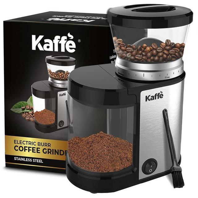 Kaffe Burr Coffee Grinder Electric w/Adjustable Settings for Precision Coffee Bean Grinding (5.5oz Capacity) Best Coffee Grinders For Home Use. (Upgraded Powerful Motor) Stainless Steel