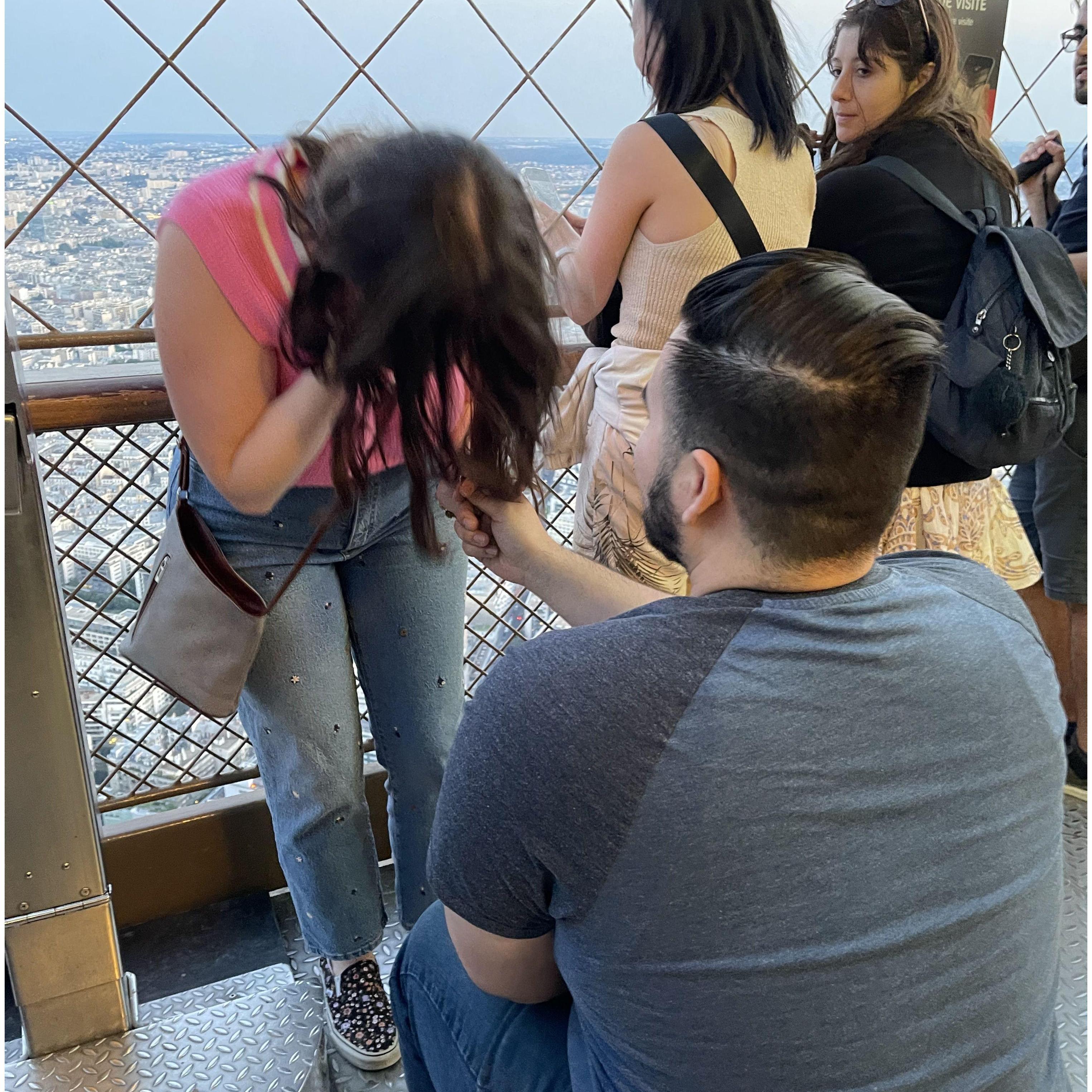 The moment he popped the question!