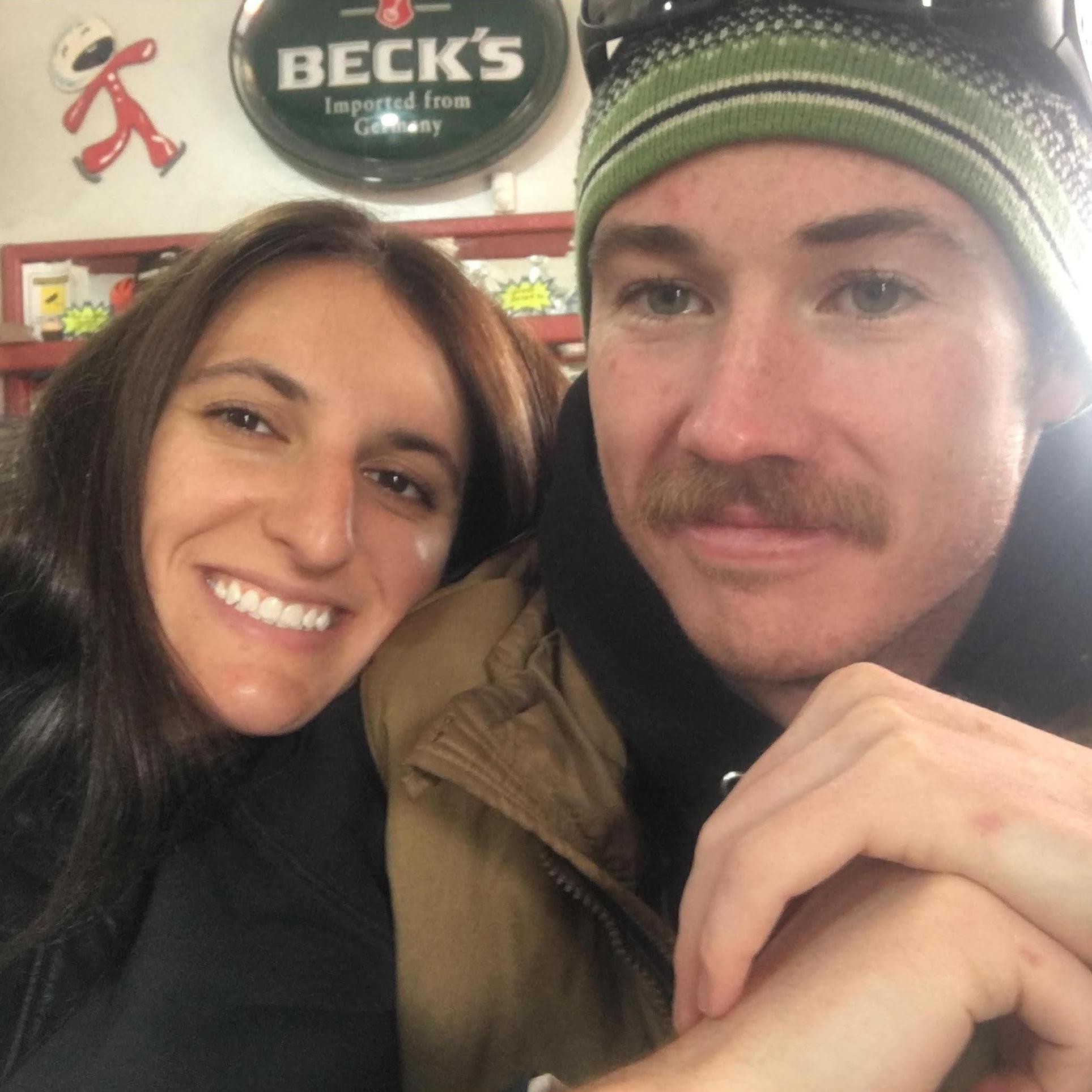 Matt's favorite picture of us. In a cafe in Torino, Italy.