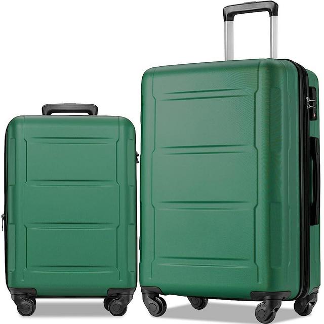 Merax Luggage Sets 2 Piece Suitcase Set 20/24,Carry on Luggage Airline Approved,Hard Case with Spinner Wheels,Dark Green