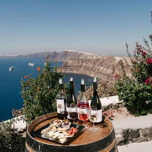 Wine Tasting in Santorini on our Honeymoon