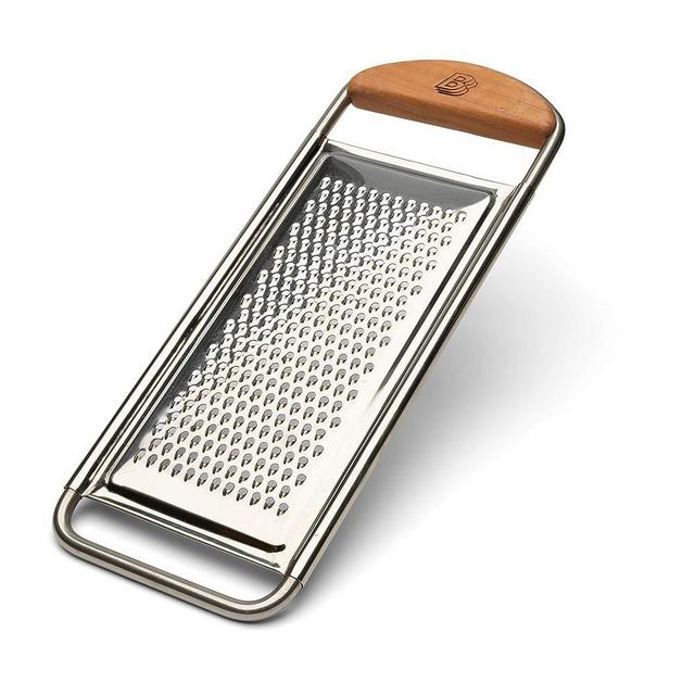 Kings County Tools Stainless Steel Flat Fine Kitchen Grater | Cherrywood Handle | 12" Long x 4.75” Wide | Made in Italy