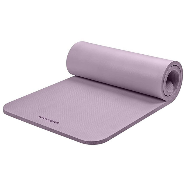 Retrospec Solana Yoga Mat 1" and 1/2" Thick with Nylon Strap for Men and Women - Non Slip Exercise Mat for Home Yoga, Pilates, Stretching, Floor and Fitness Workouts
