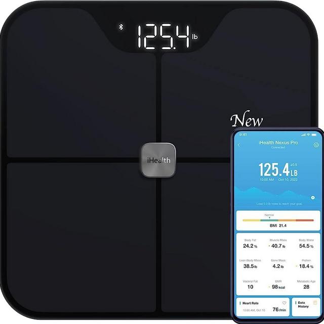 iHealth Nexus PRO Digital Bathroom Scale with Smart Bluetooth APP to Monitor Body Weight, Body Fat Scale,BMI,Muscle Mass,Composition Health Analyzer- Weighing Up to 400lb for People - Black