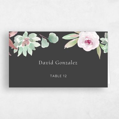 Charcoal, Grey Wedding Place Card - Cricket