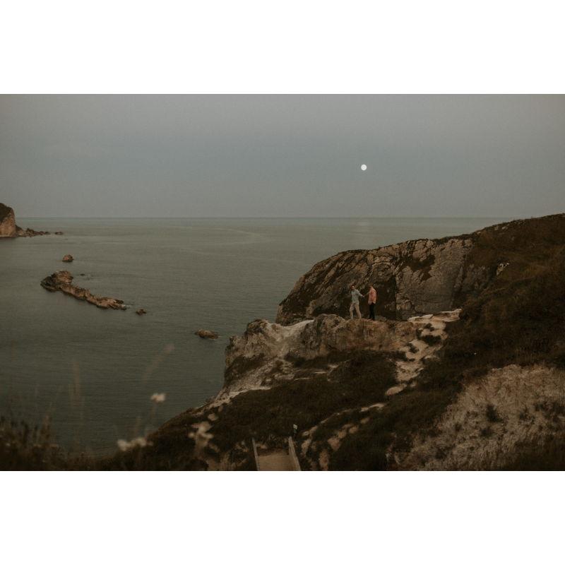 Weymouth, England | After a summer of rain/clouds, we fortunately chose the one clear night (and a full moon) for engagement pictures! And although we didn’t get our UK countryside wedding, we got our special countryside moment together.