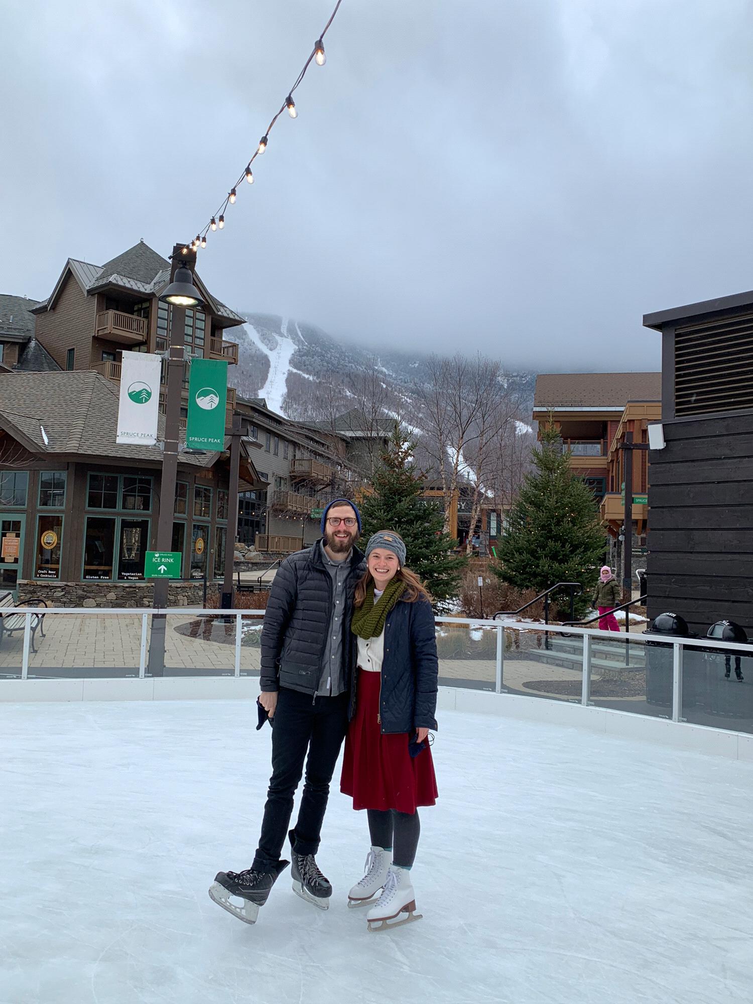 Ice skating in Stowe this winter about an hour before Stephen proposed