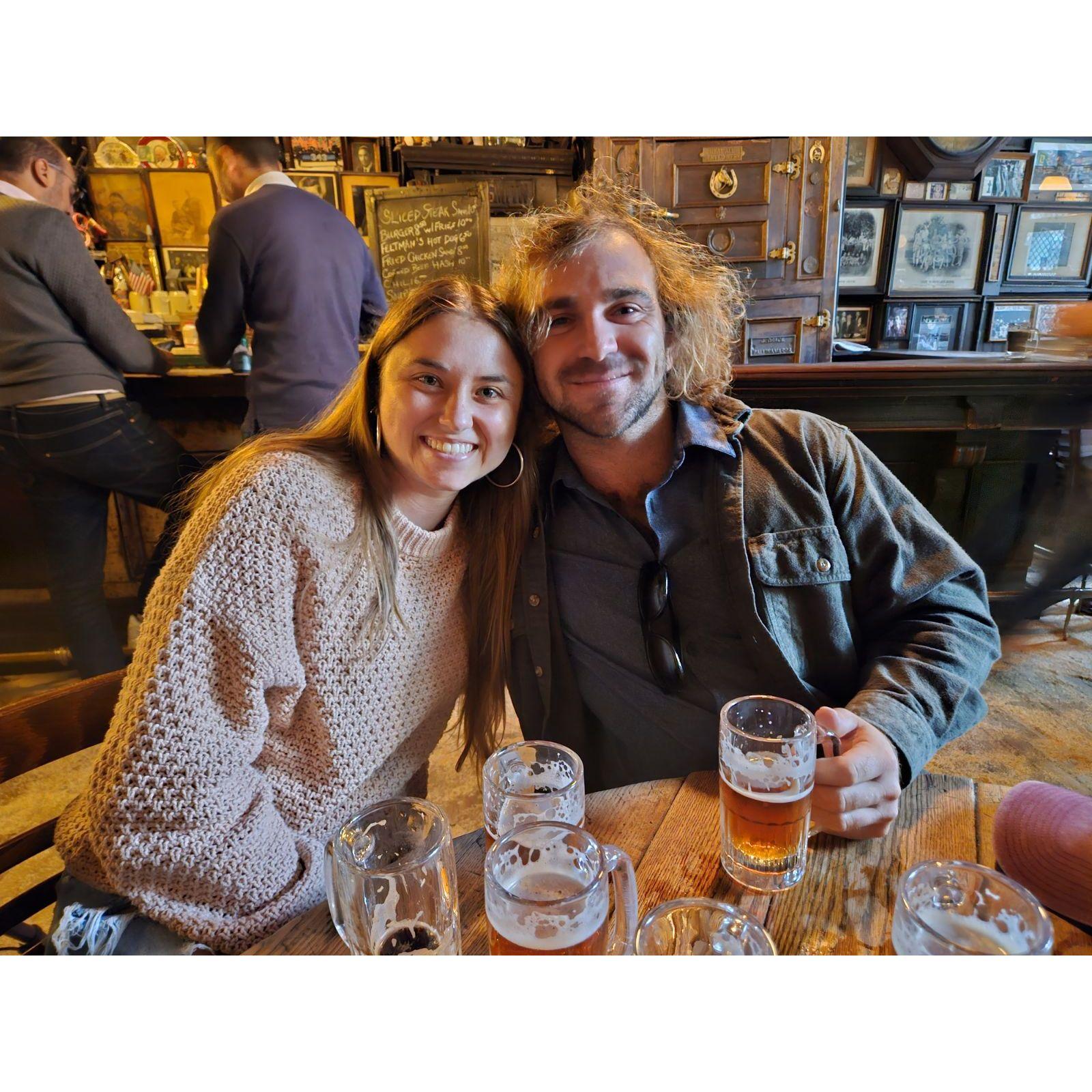 "Do you want the Light or Dark beer?"
McSoreley's in NYC