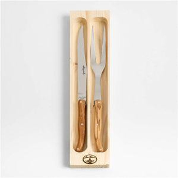 Jean Dubost Laguiole Olivewood Carving Set | Crate & Barrel