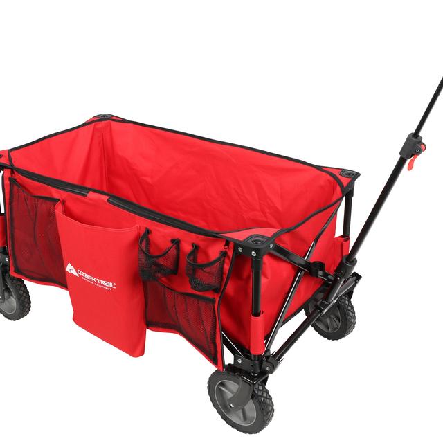 Ozark Trail Folding Wagon with Telescoping Handle, Red
