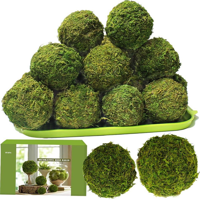 ZYAPA 21 Pack Green Moss Balls 8pcs 3.2" Decorative Balls for Bowls Filler 13pcs 2.3" Fake Moss Balls for Centerpiece Artificial Balls for Vase Filler Live Moss Balls for Home Tabel Decor