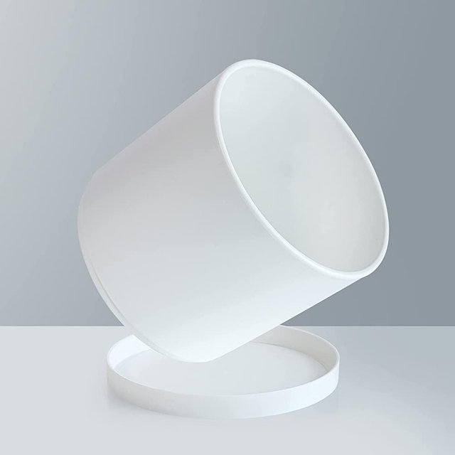8 Inch White Plastic Planter Pots for Plant Pot with Drainage Hole and Seamless Saucers, 74-O-S-1