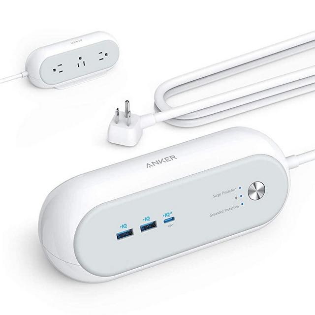 Anker USB C Power Strip Surge Protector for Home Office, PowerExtend USB-C 3 Capsule, 3 Outlets and 15W 2 USB Ports and 45W Power Delivery Port, 6 ft Power Cord, Flat Plug, Space-Saving Design