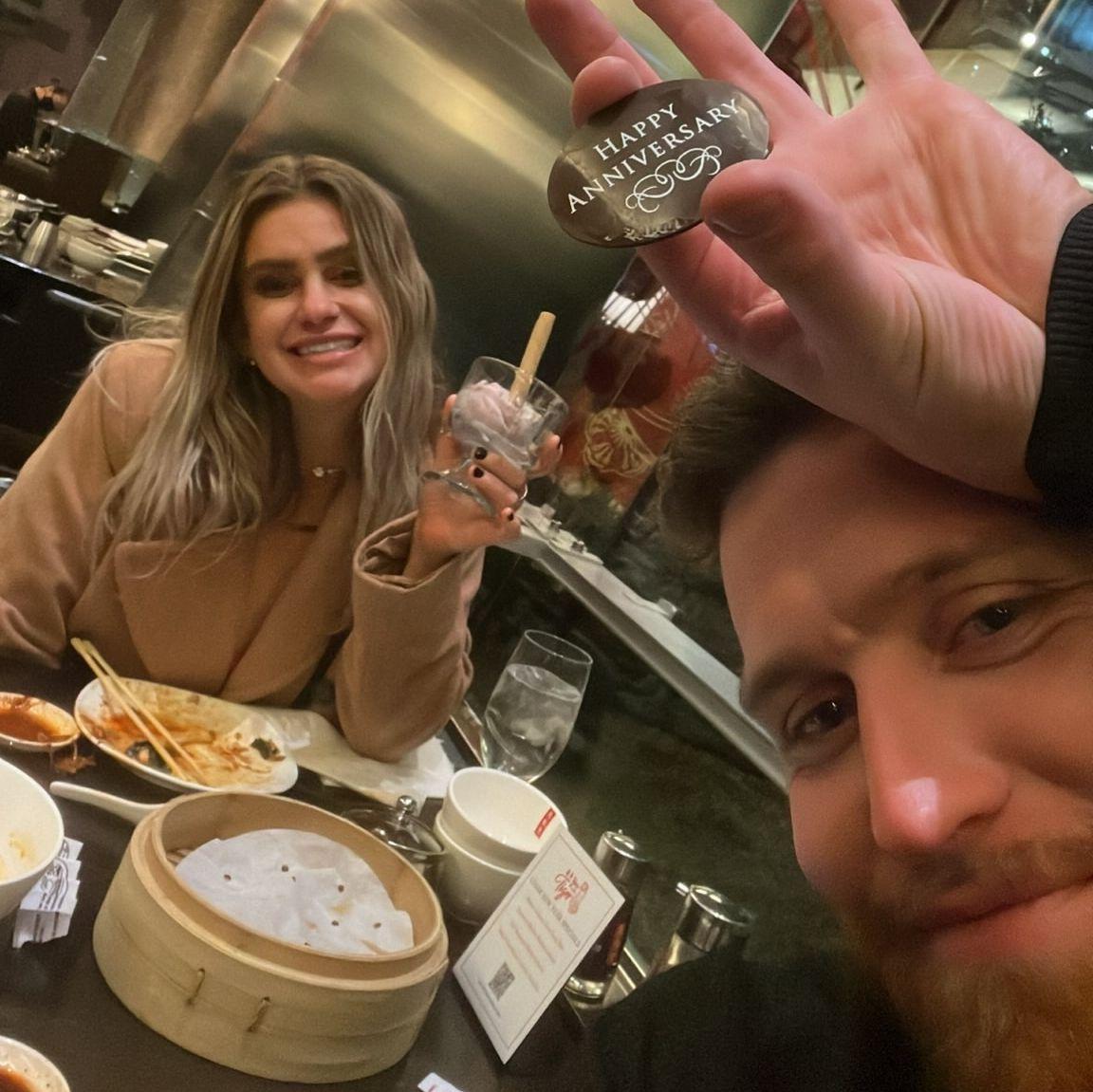 Our very first pic together :) About 2 weeks into meeting each other, we went on an impromptu trip to Vegas.
Here we're at Din Thai Fung, it's about 1am, & we told the server it was our anniversary.