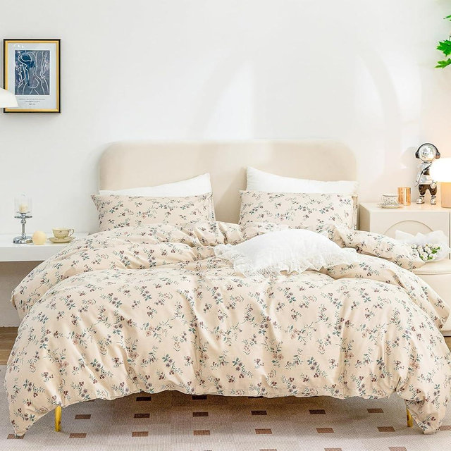 King Duvet Cover Set Floral, Brushed Microfiber Floarl Bedding Set King, 3 Pieces Floral King Duvet Cover, 1 Duvet Cover and 2 Pillowcases with Zipper Closure, Breathable Easy Care (Floral, King)