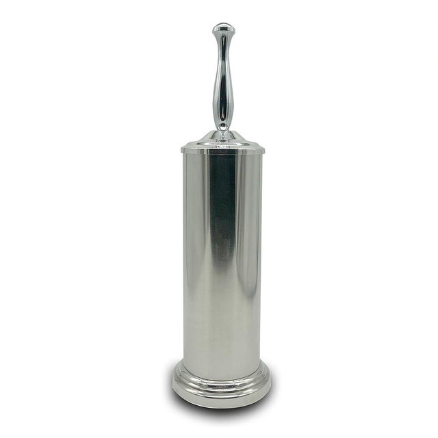 Indecor Home Chrome Silver Metal Toilet Bowl Brush with Handle Lid Holder, Durable Bathroom Cleaning Tool for Easy Toilet Maintenance, Bathroom Toilet Brush for Efficient Cleaning and Hygiene